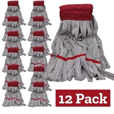 12pk - Microfiber Commercial Mop Head Replacement Nylon Polish Scrub Floor Shine
