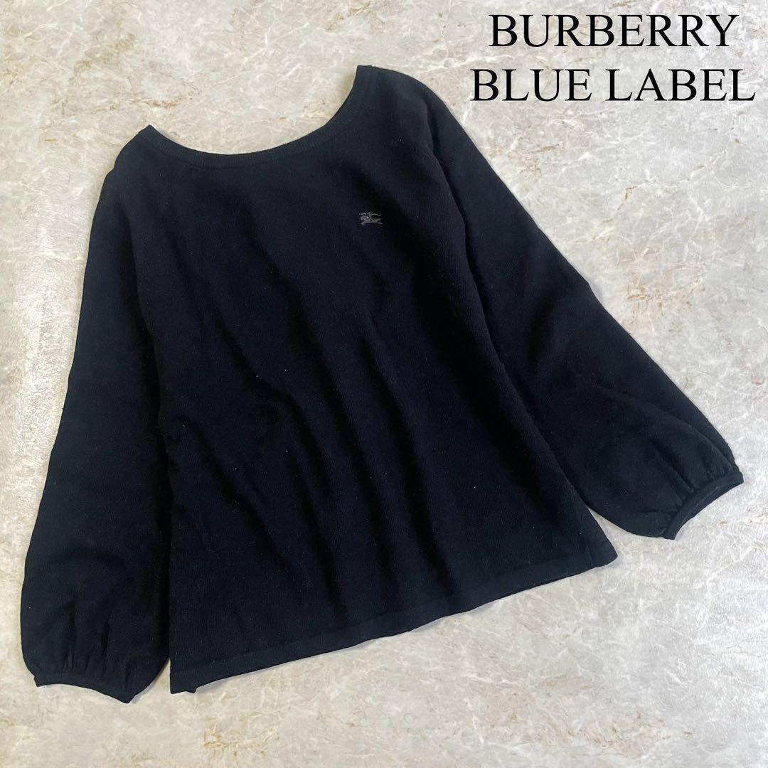 Burberry Blue Label Cashmere Blend Bow Neck Knit Sweater Black Size M