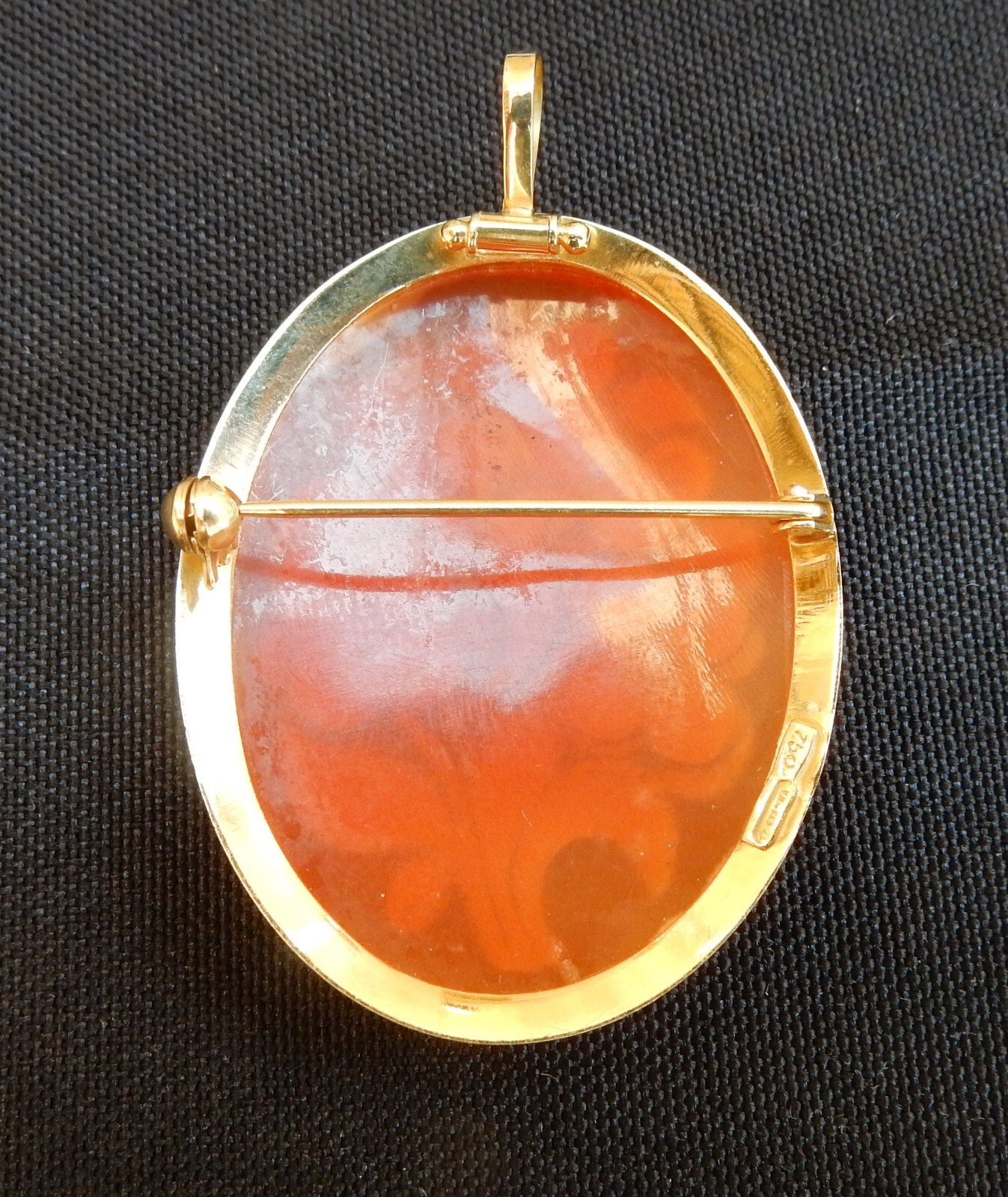 18 Kt 750 GOLD OVAL SHELL CAMEO BROOCH PENDANT VINTAG Gem 18-kt-750-gold-oval-shell-cameo-brooch-pendant-vintag-gem
