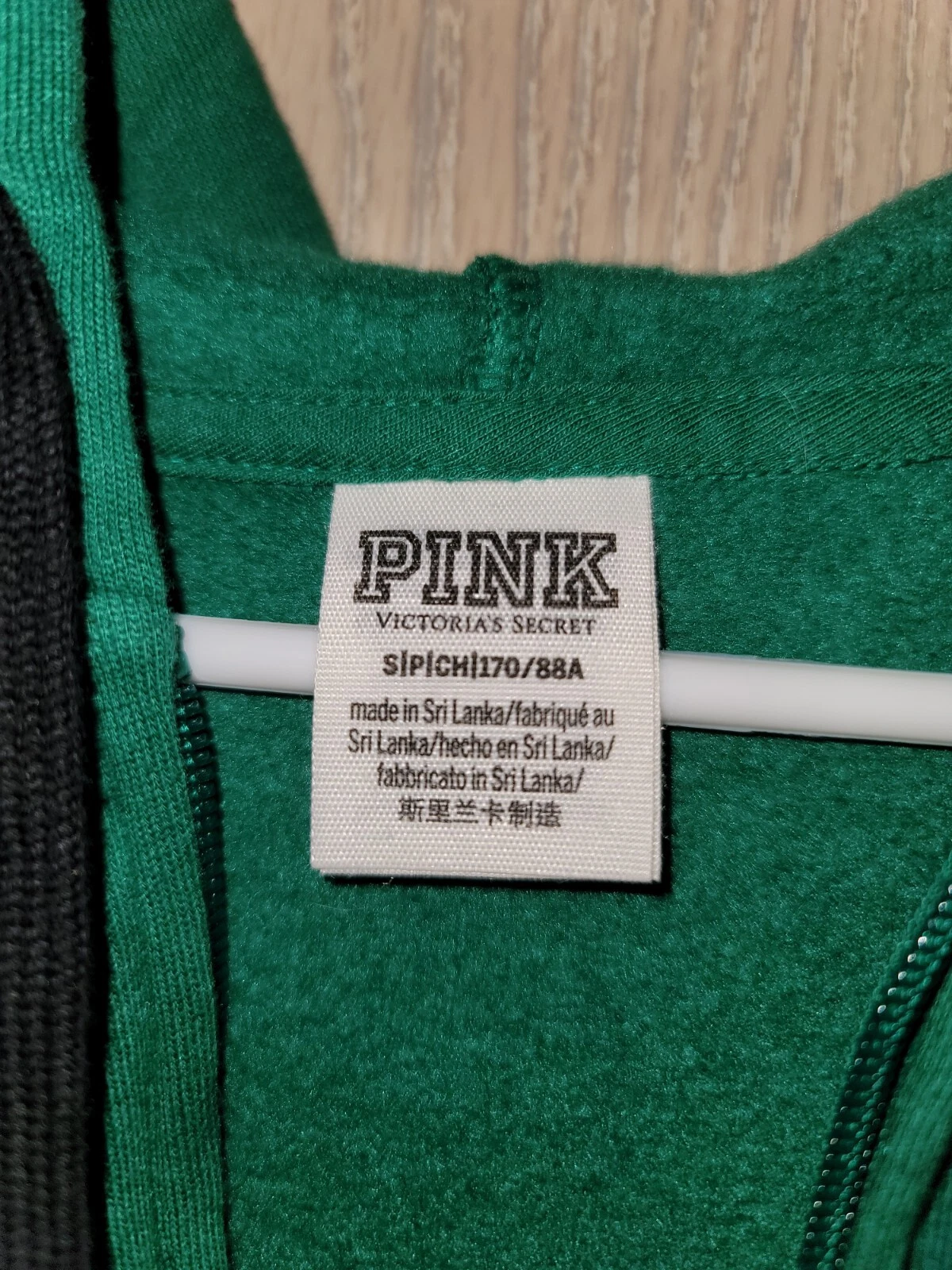UNDERCOVER NUOVA felpa con cappuccio verde rosa di Victoria's Secret cerniera intera logo rosa taglia small