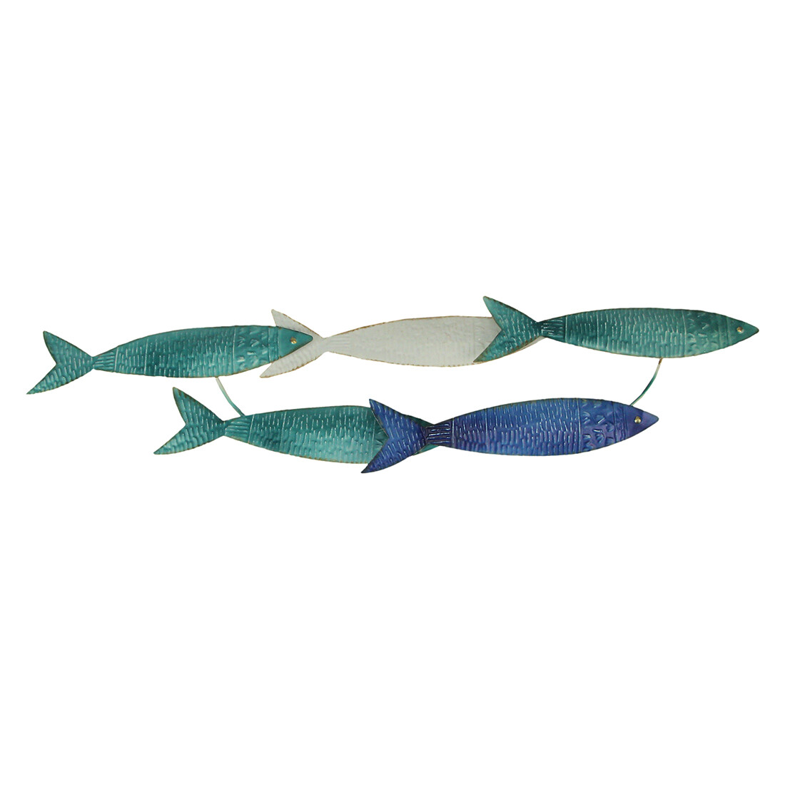 Zeckos Coastal Blue Metal School of Fish Wall Sculpture