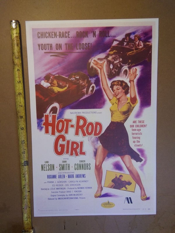 Hot Rod Girl Pulp Hot Rod Exploitation poster nice reprint CHICKEN RACE! cool!!!