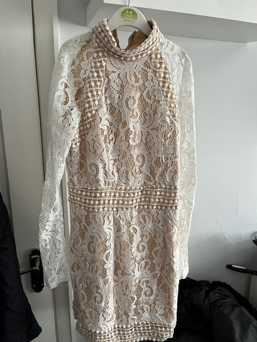 chinese dress ladies Right Moment Lace Overlay Frill Mini Dress White L main image 0