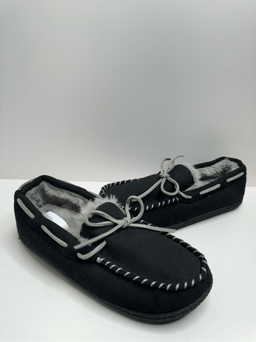 Nordstrom Rack Slippers Womens Size 8 Slip On Black Gray Faux Fur Shoes - Picture 3 of 9