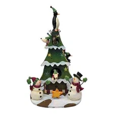 St. Nicholas Square Wooden Motion Musical "Jingle Bell Rock" Wind-Up Music Box