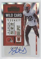 2020 Panini Contenders Rookie Variation Wild Card Ticket Grant Delpit Auto 2u3. rookie card picture