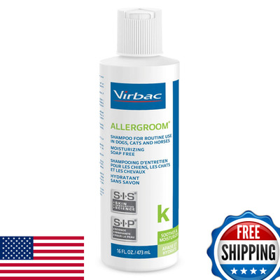 Virbac Allergroom Pet Shampoo For Dogs, Cats & Horses (16 oz) - For Normal or Dr