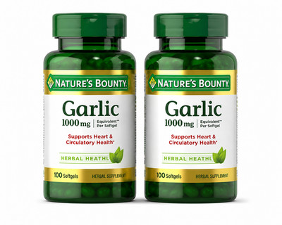 Nature s Bounty Garlic 1000mg 2 Pack 100 Softgels Heart Circulatory Support