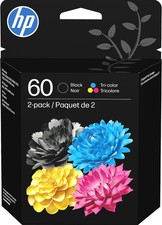 60 Black Tri Color Ink Cartridges 2 Pack DeskJet Envy OfficeJet N9H63FN