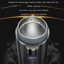Electric Heated Travel Mug 450ml Smart Temperature Control Low Noise Black Smart