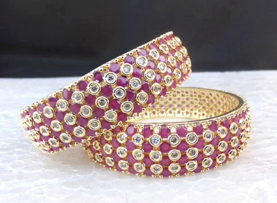 Indian Ethnic American AD Fashion Jewelry Ruby Bangles Bracelet Sets For Women