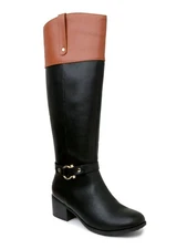 KAREN SCOTT Womens Black Croc Harness Straps Vickyy Almond Riding Boot 7 M WC