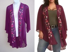 Torrid NEW Chiffon Shirttail Kimono plus size 1 2 1x 2x Burgundy cardigan topper