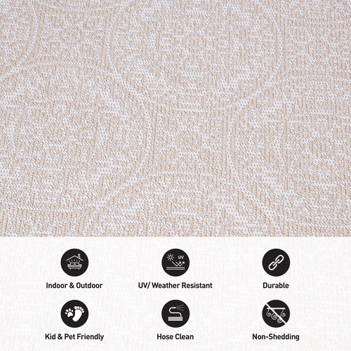 Rugshop Out Door Rugs Transitional Floral Circles Indoor Outdoor Carpet Rug 8x10 - Picture 6 of 11