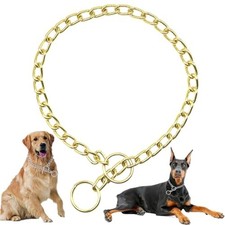 Gold Dog Chain, Metal Slip Collars Heavy Duty Dog Choker Collar, XL Gold