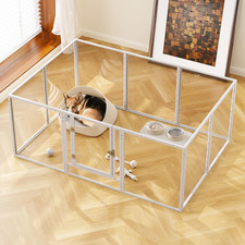 Clear Acrylic Dog Play Pen Indoor - 59 Inch 10-Panel Pet Enclosure for Small Dog