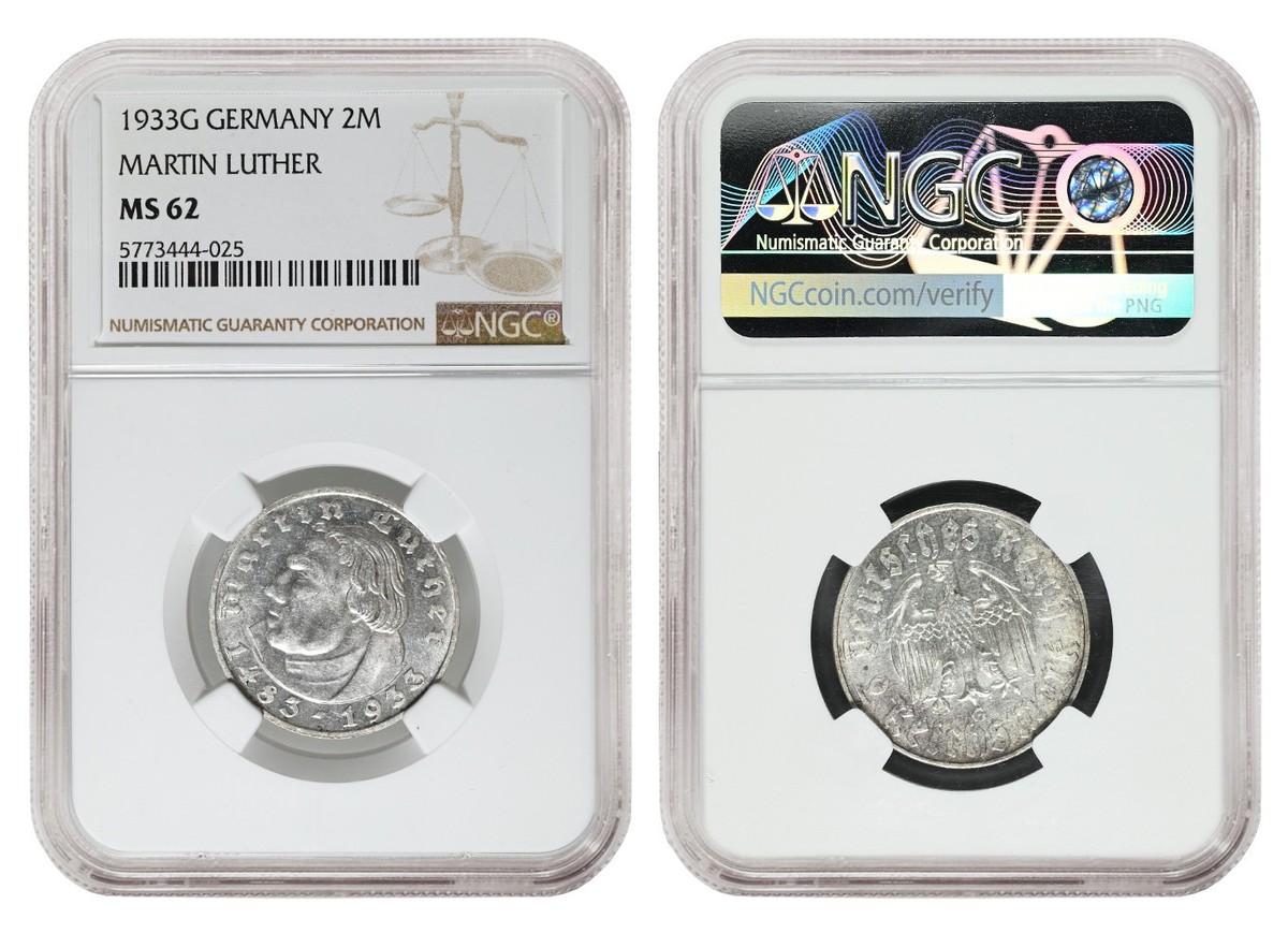 Germany (Third Reich) 2 Mark 1933-G Karlsruhe Mint 'Martin Luther