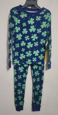 2 Piece Celebrate St Patricks Day 4 Leaf Clover Pattern Boys Sz 6 Pajama Set
