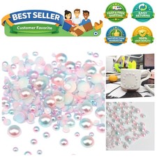 1100pcs Abs Gradient Imitation Pearls Half Round Beads Assorted Mixed Sizes 3...