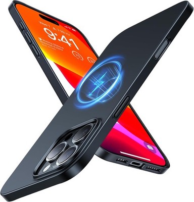Magnetic Slim-Fit for iPhone 16 Pro Max Case 6.9 inch, Ultra-Thin Black Phone Ca