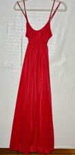 LOVELY VTG 80'S RED KAYSER GODDESS STRAPPY TIE BACK LONG MAXI NIGHTGOWN XS/S