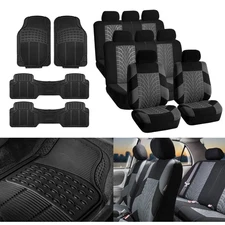 FH Group Universal Fit 8 Seater Cloth Car Seat Covers SUV 3-Row w/ Floor Mats