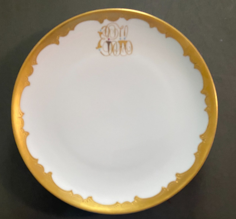 Limoges Gold Trim Monogrammed Salad Plate 8.75" Haviland France