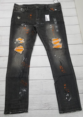 Rue21 Distressed Paint Splatter Supreme Flex Skinny Jeans Mens 42x34
