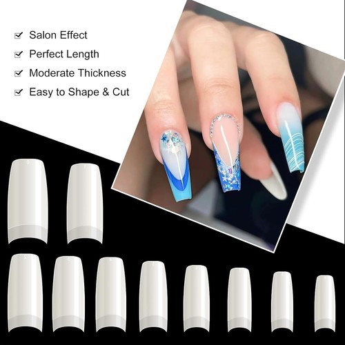 krofaue 500PCS Half Cover False Nails Tips - 1 Count (Pack of 500), Natural - Picture 4 of 9