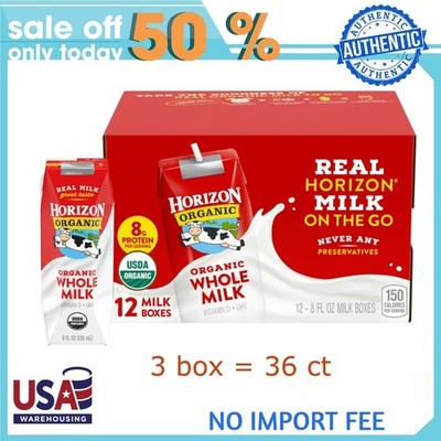 Horizon Organic Shelf Stable Whole Milk Boxes, 8 fl oz, 36 Count 
