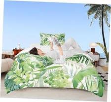 Tropical Leaves Bedding Comforter Sets,Summer Tropical Palm Leaf Queen Multi 09