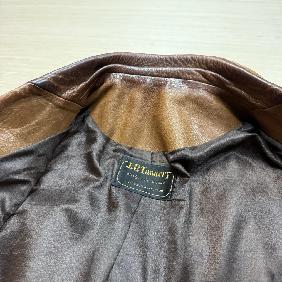 Винтажный 70-х Western Wear кожаный блейзер Sport куртка мужская 40 маленький тяжелый кожевенный завод - Изображение 3 из 4