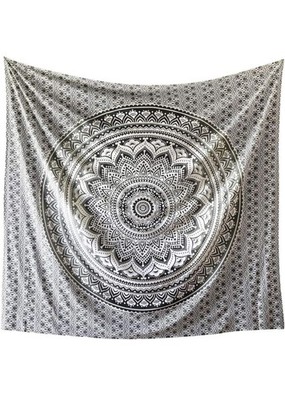 Black & White Mandala Tapestry | Boho Hippie Wall Hanging | Large 135*210 cm