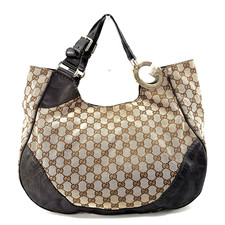 GUCCI Charlotte Hobo Hand Bag Canvas Leather GG Authentic