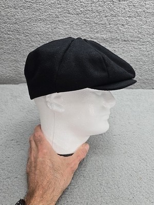 帽子 SD Twill News Boy Cap Black L STACY ADAMS Newsboy Type Black Cap With Snap-Men's Small-Wool