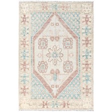 4'8"x6'10" Blue Anatolian Village Design Zero Pile Hand Knotted Wool Rug 2785