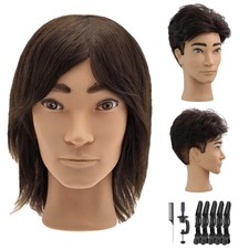 Yekavo Male Mannequin Head, Barber Mannequin Head Male with 100% Human Hair,