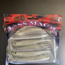 Luck E Strike Bass Magic 4.5” Swimbait Lures BM45-4-6 6pk Natural Shad NIP