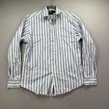 Polo Ralph Lauren Dress Shirt Mens Large-16 White Blue Striped Regent Custom Y2K