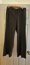 Ann Taylor Women s Dress Pants Gray Solid Flat Front Straight Leg Regular 8