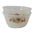 Vintage Fire King Milk Glass Chanticleer Rooster Custard Cups Set of 2