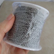 164 foot spool 2mm wide flat cable chain stainless steel hypoallergenic