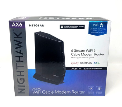 NETGEAR Ax6 Nighthawk DOCSIS 3.1 WiFi Cable Modem Router AX2700 Black