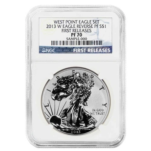 2013-W $1 1-oz Reverse Proof American Silver Eagle West Point Set NGC PF70 FR