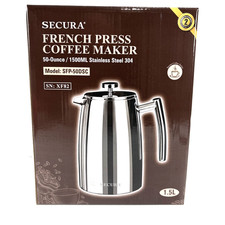 Secura French Press Coffee Maker, 50-Ounce, 18/10 Stainless Steel Insulated Co