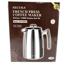 Secura French Press Coffee Maker, 50-Ounce, 18/10 Stainless Steel Insulated Co