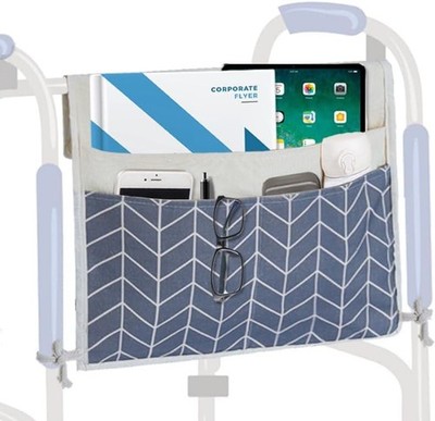 Walker Bag, Easy Access Walker Storage Basket with 2 Large Pockets, Walker 