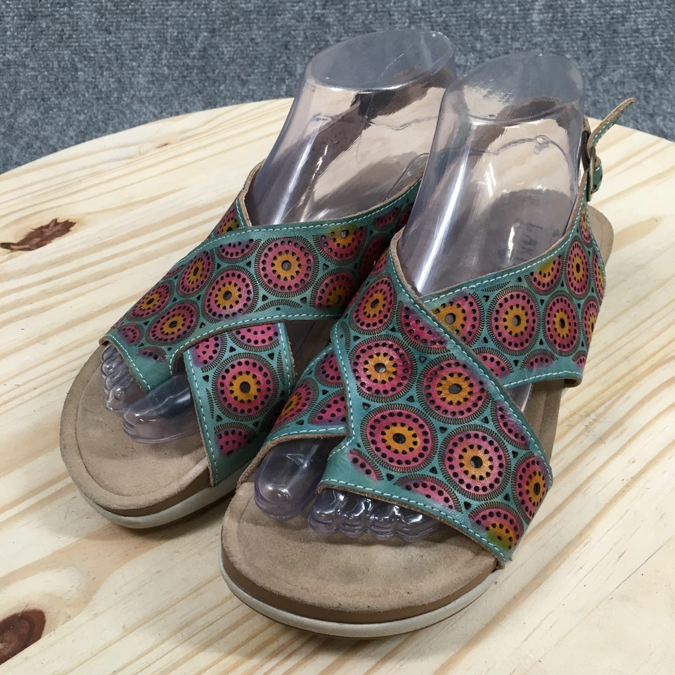 LArtiste Spring Step Sandals Womens 38 Erice Wedge Slingback Multicolor Leather - Image 3 of 4