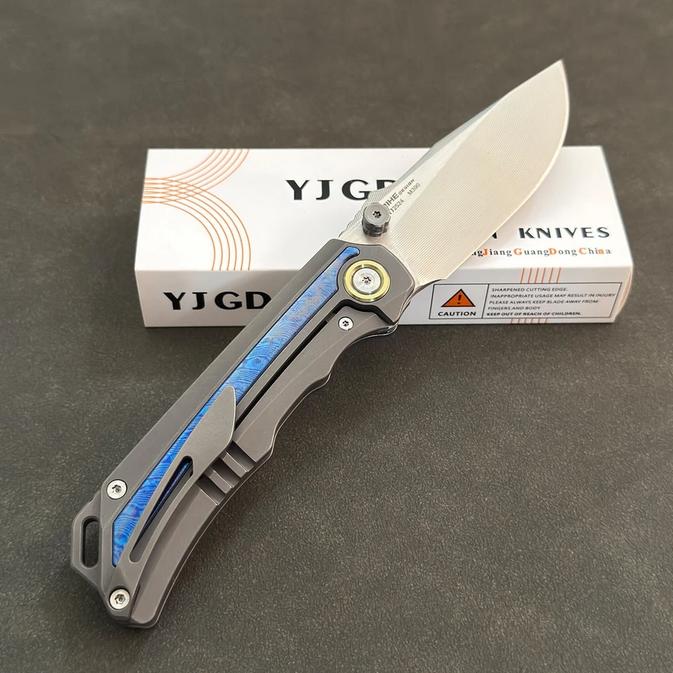 YJGDCN RIHE Design Folding Knife M390 Blade  Inlaid Timascus Handle YJ2524 - Image 2 of 4