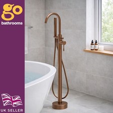 Bronze Floor Standing Tap Bath Shower Mixer Includes Handheld Shower Wand Hose